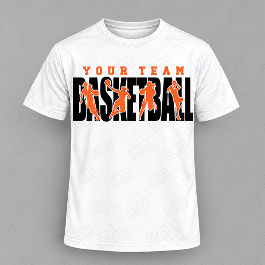 Custom Female Players Silhouette Basketball Top white shirt mockup with 478 Custom Design watermark