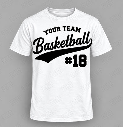 Custom Script Number Basketball Top white shirt mockup with 478 Custom Design watermark