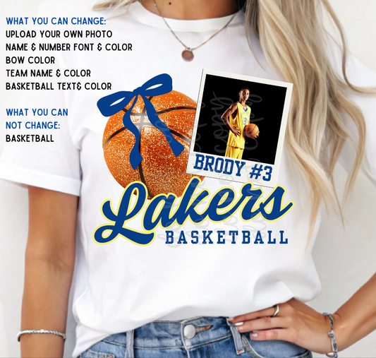 Custom Basketball Photo Polaroid Bow Top — design example 1