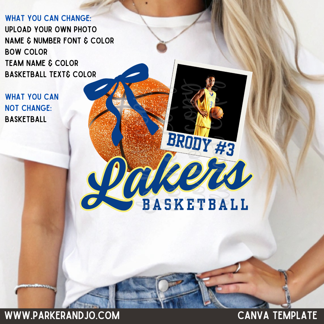 Custom Basketball Polaroid Top mockup showing the pictured apparel design.