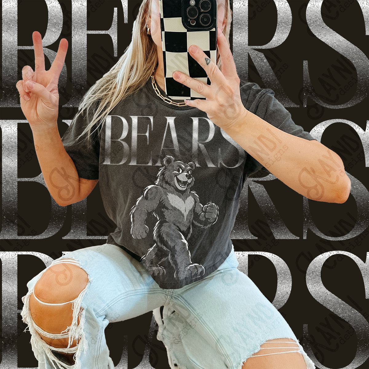 Halftone Bears 2 Top design mockup