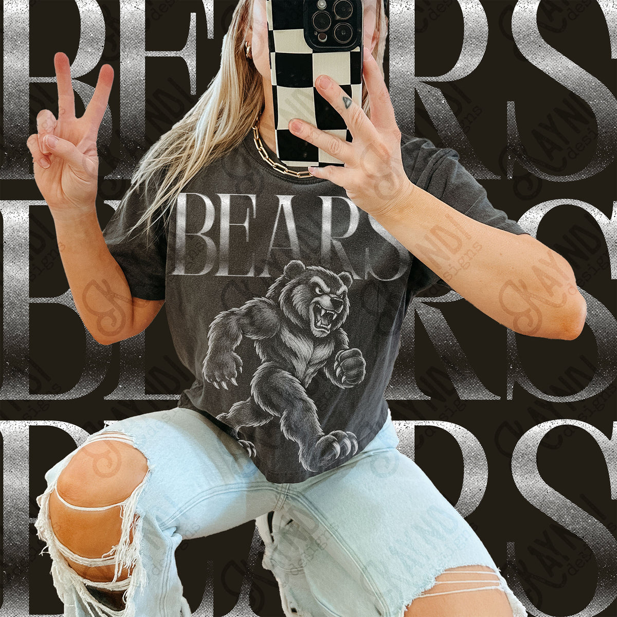 Halftone Bears Top design mockup