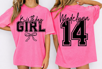 Custom Birthday Girl Name Number Top — design example 1