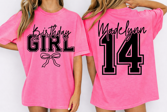 Custom Birthday Girl Name Number Top — design example 1