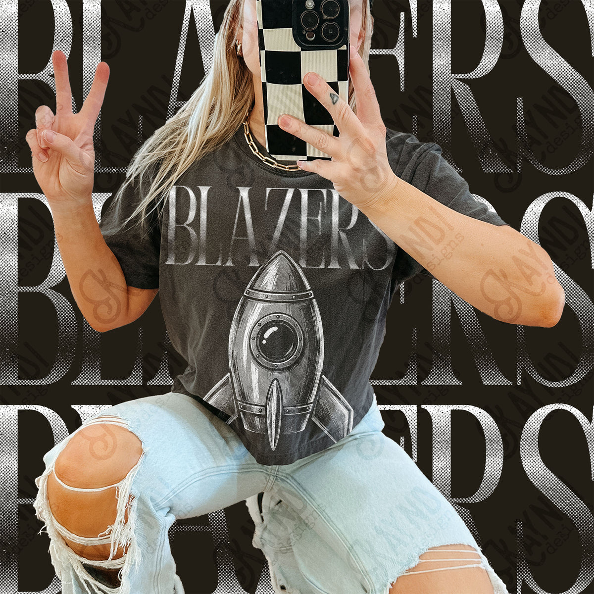 Halftone Blazers Top design mockup