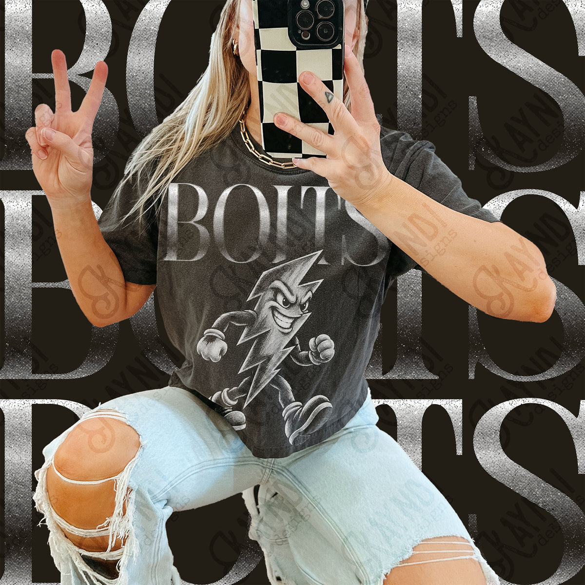 Halftone Bolts Top design mockup