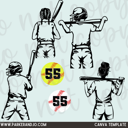 Custom Baseball or Softball Player Roster Top — Front & Back — design example 2