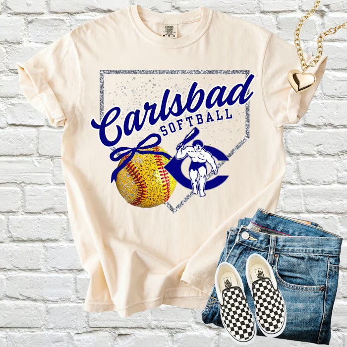 Custom Faux Glitter Softball Diamond Top — design example 1