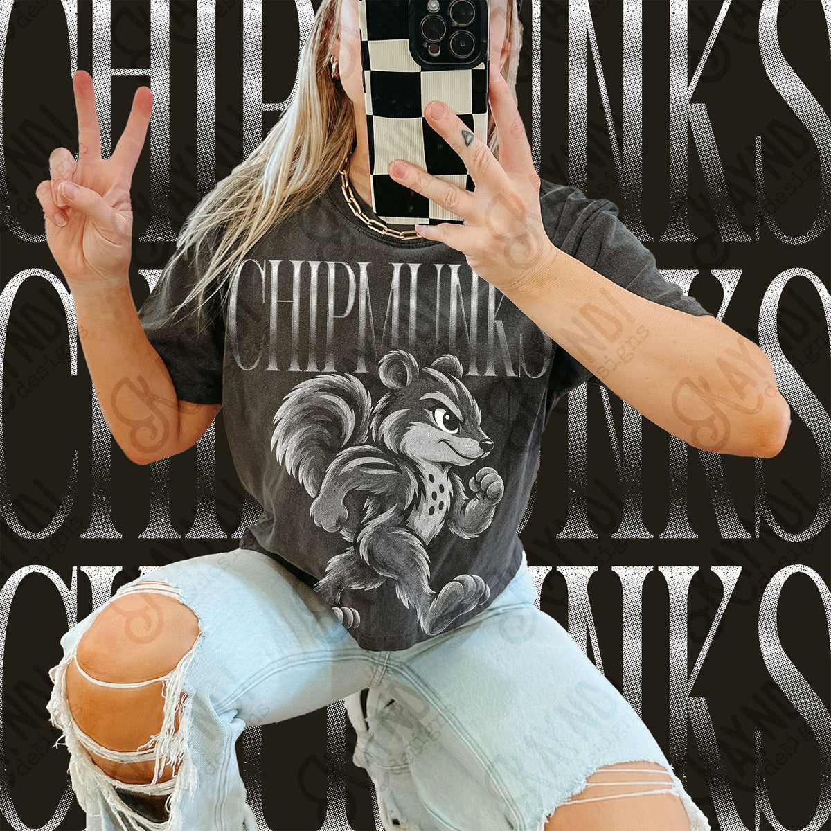 Halftone Chipmunks Top design mockup