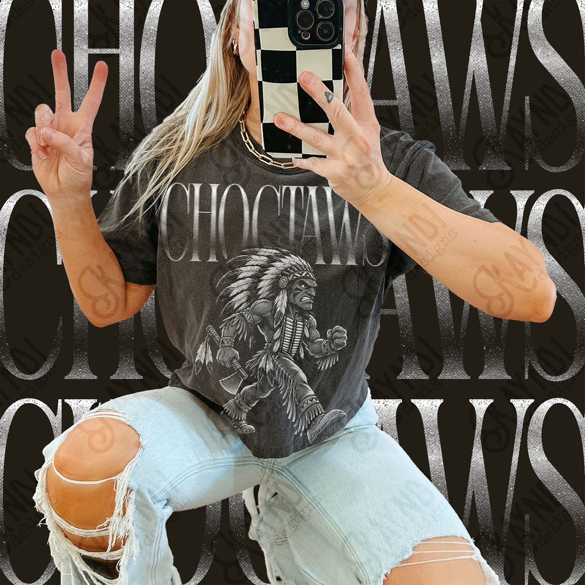 Halftone Choctaws Top design mockup