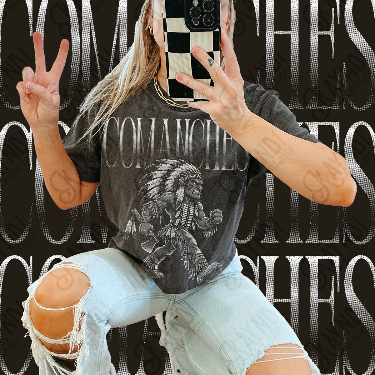 Halftone Comanches Top design mockup