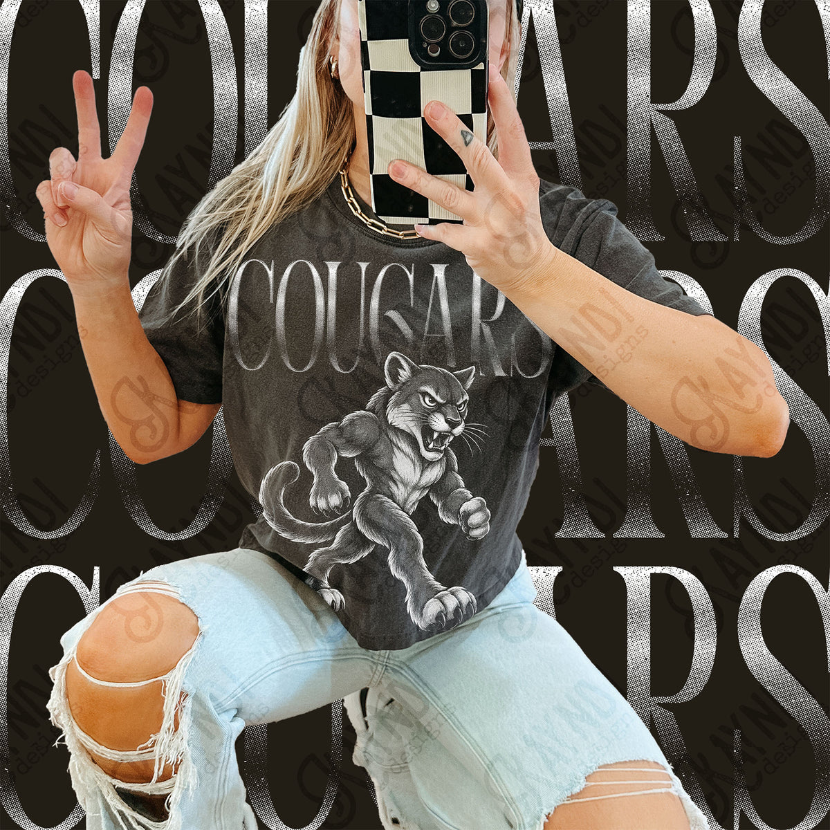 Halftone Cougars Top design mockup