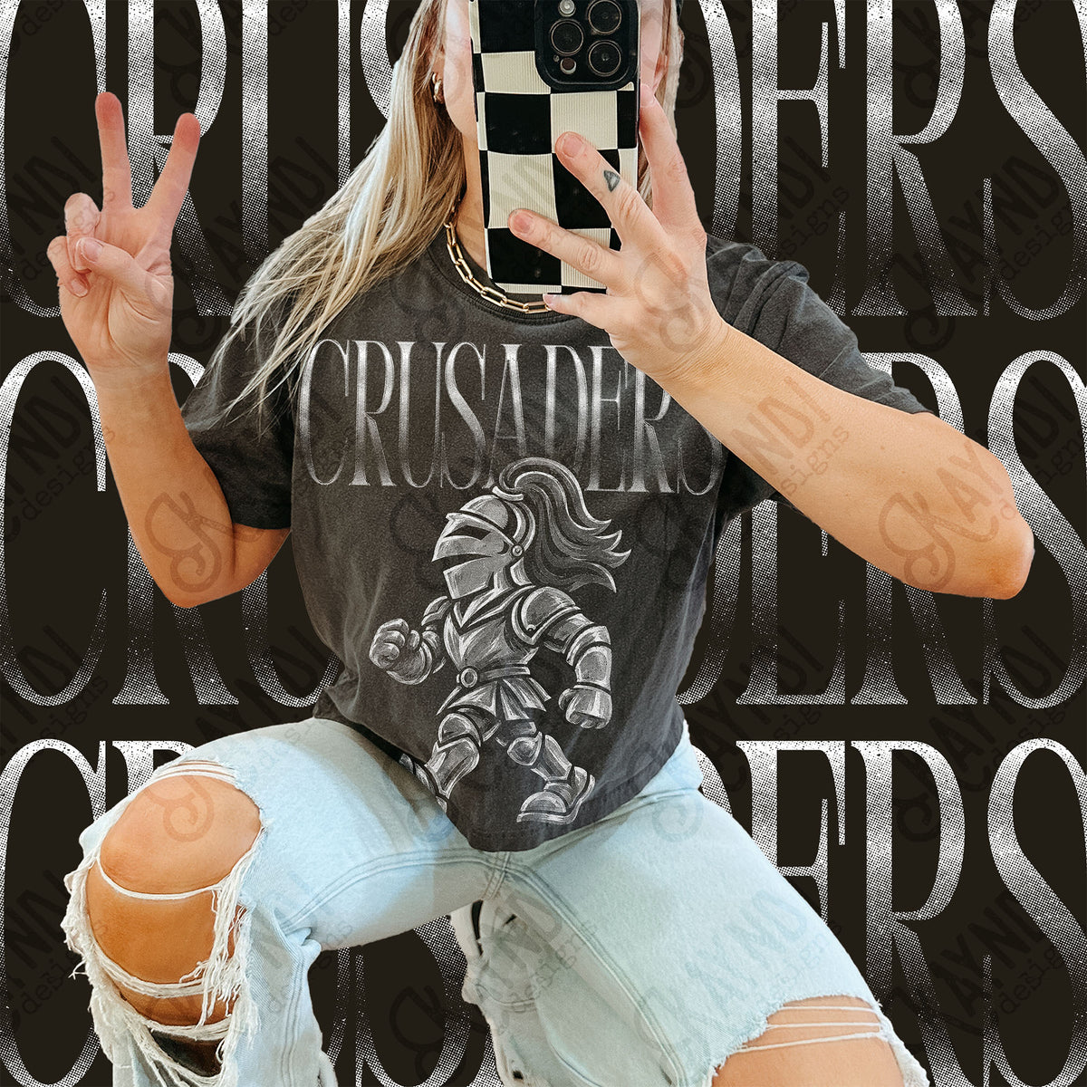 Halftone Crusaders Top design mockup