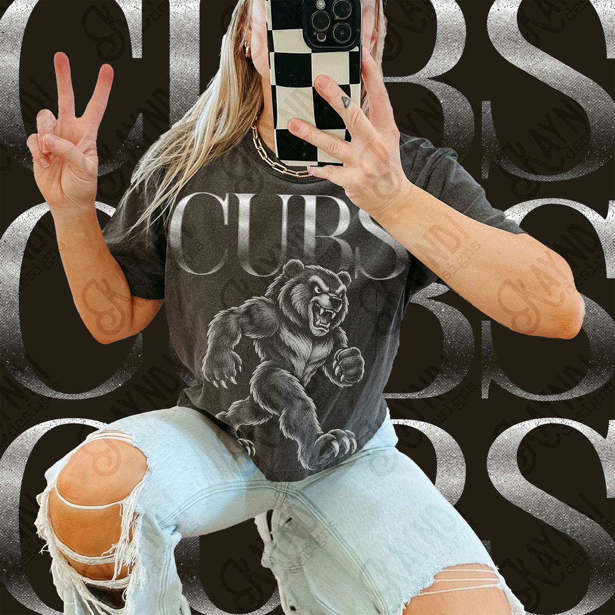 Halftone Cubs Top design mockup