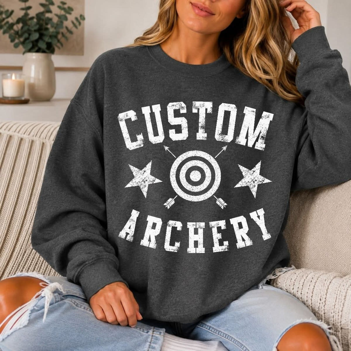 Custom Distressed Archery Stars Top design example