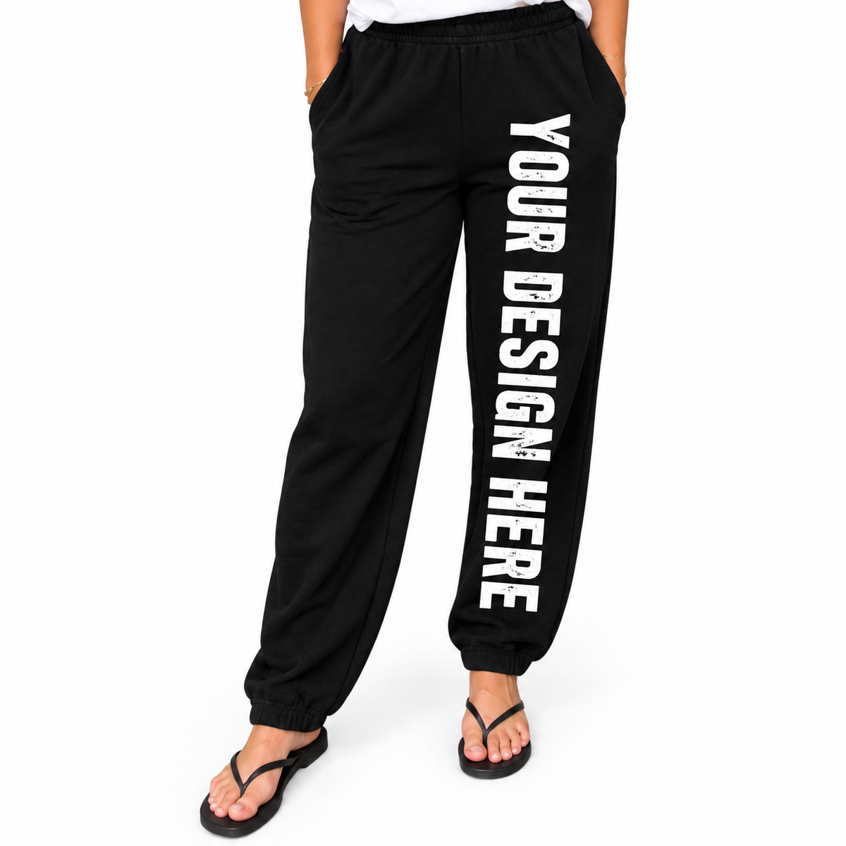 Custom fleece joggers — YOUR DESIGN HERE personalization example