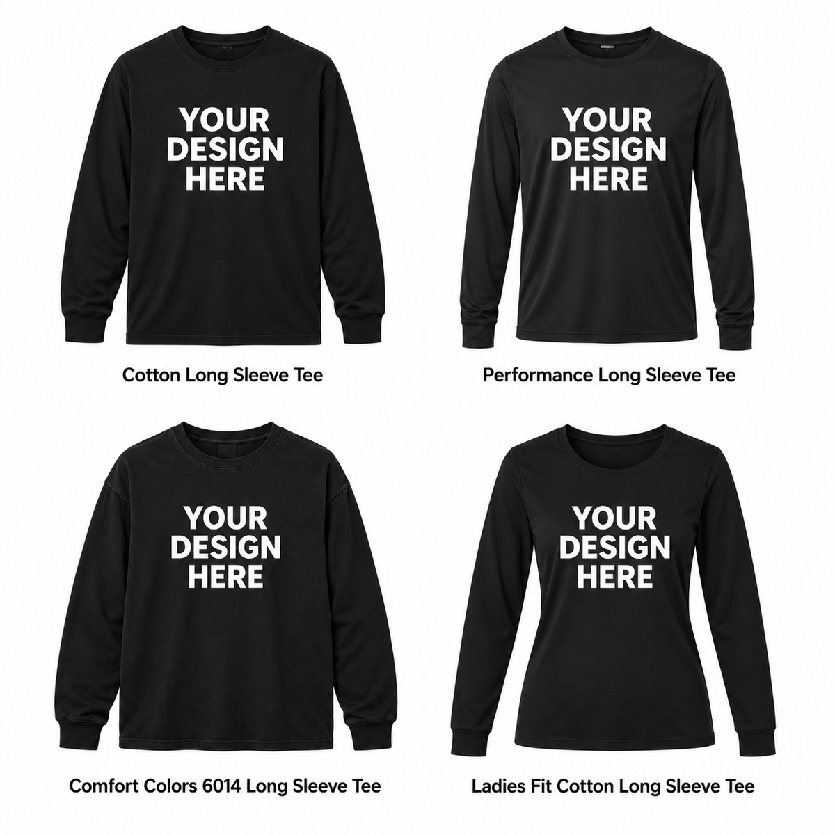 Custom long sleeve shirts — YOUR DESIGN HERE personalization example