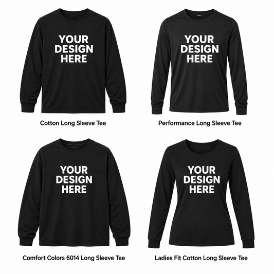 Custom long sleeve shirts — YOUR DESIGN HERE personalization example