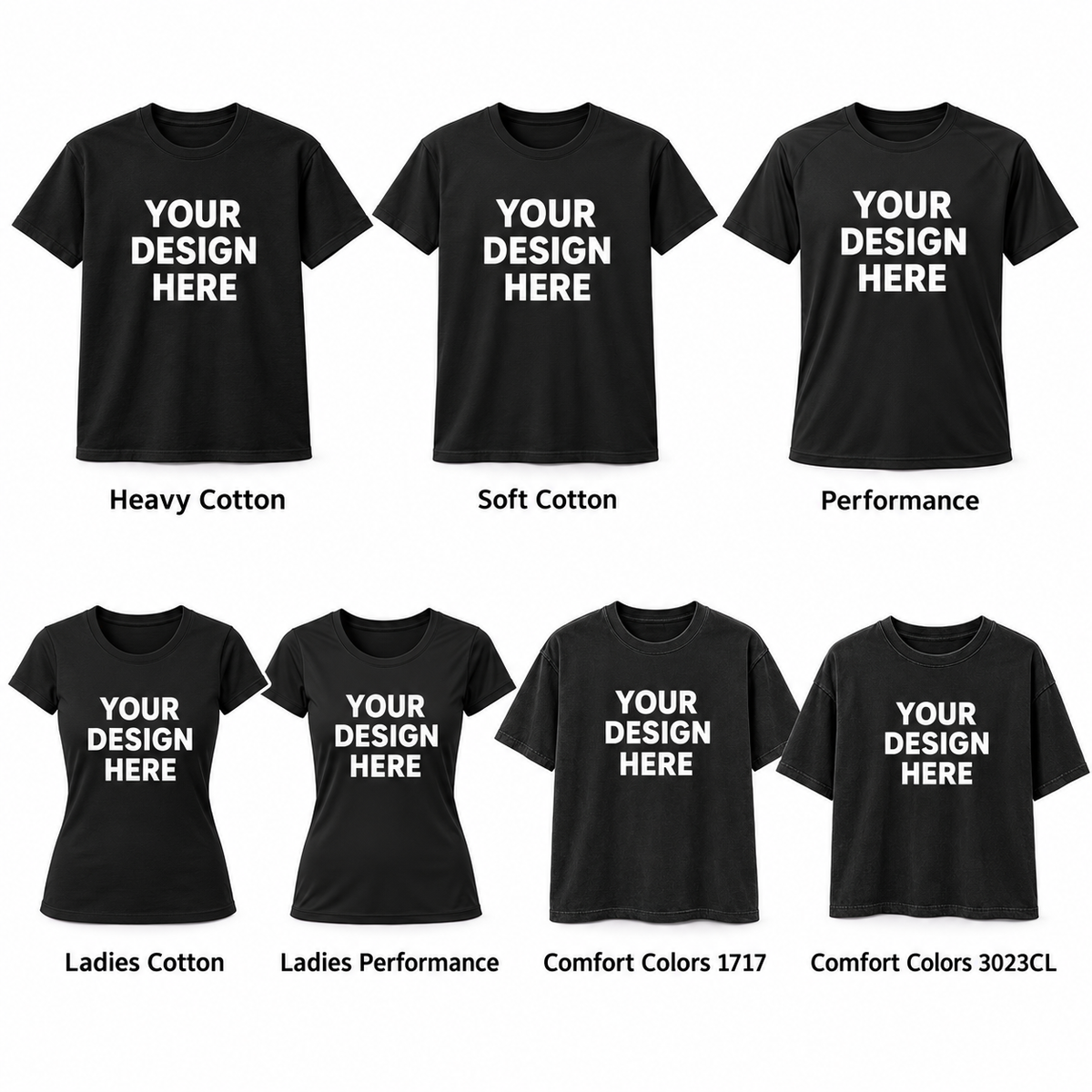 Custom short sleeve — YOUR DESIGN HERE or YOUR LOGO HERE personalization example
