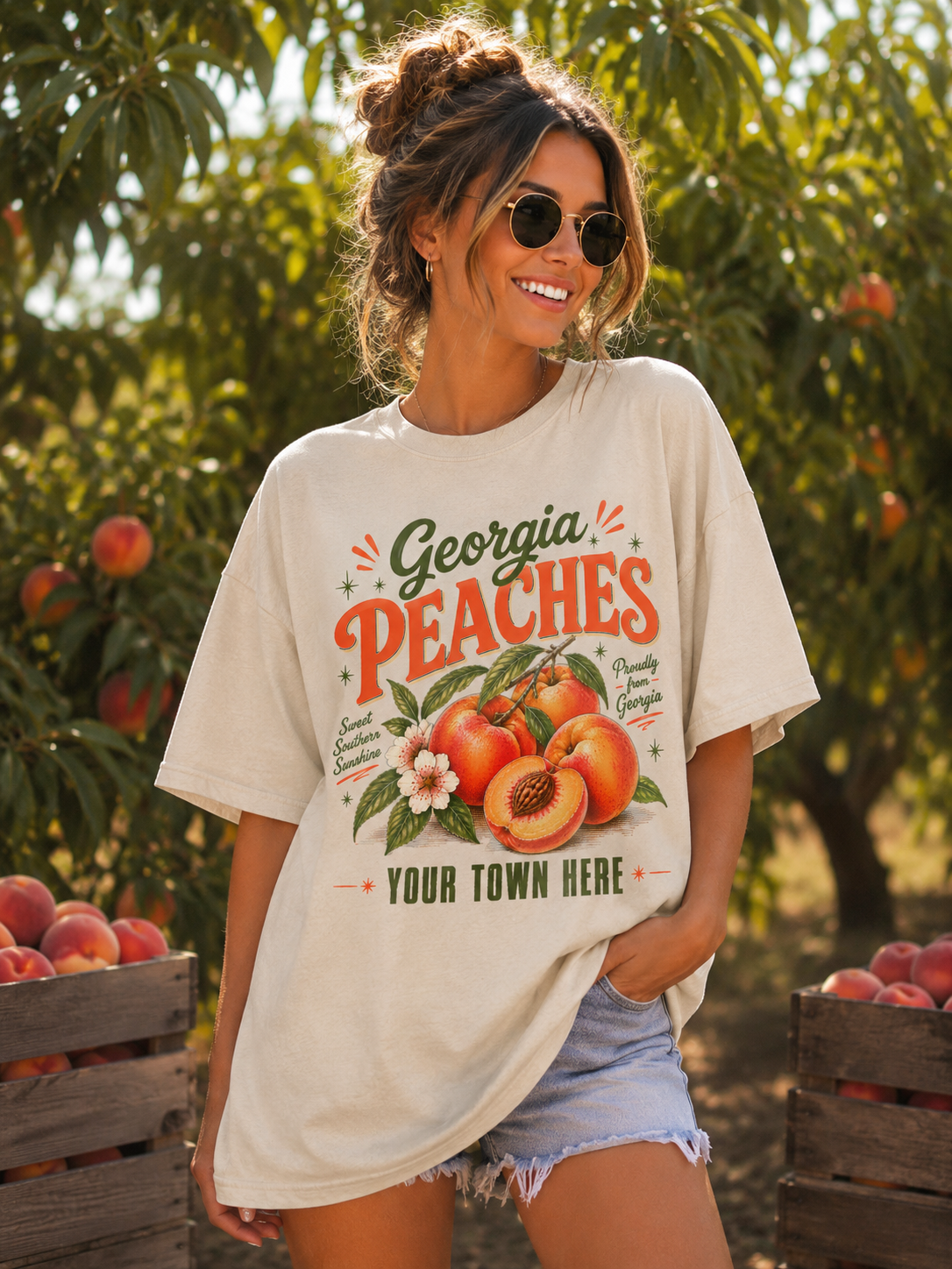 Custom Georgia Peaches Your Town Top — design example 1