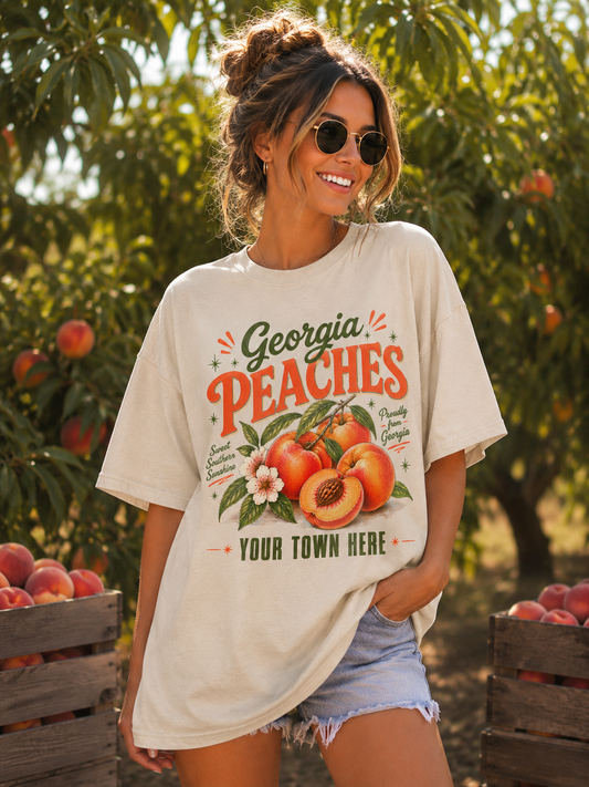 Custom Georgia Peaches Your Town Top — design example 1