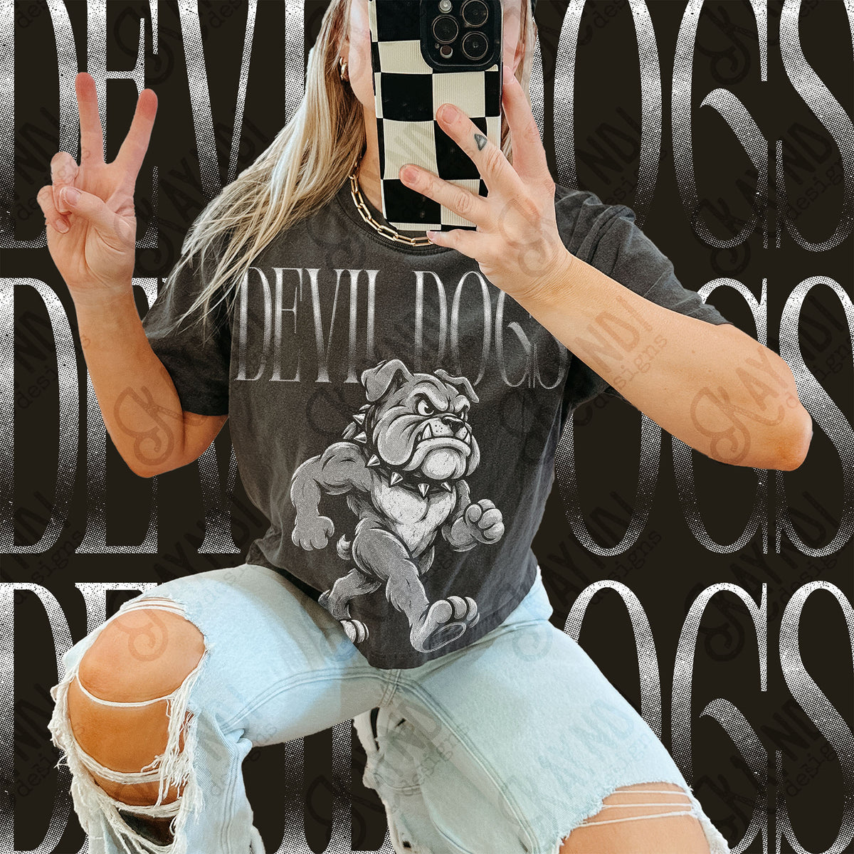 Halftone Devil Dogs Top design mockup