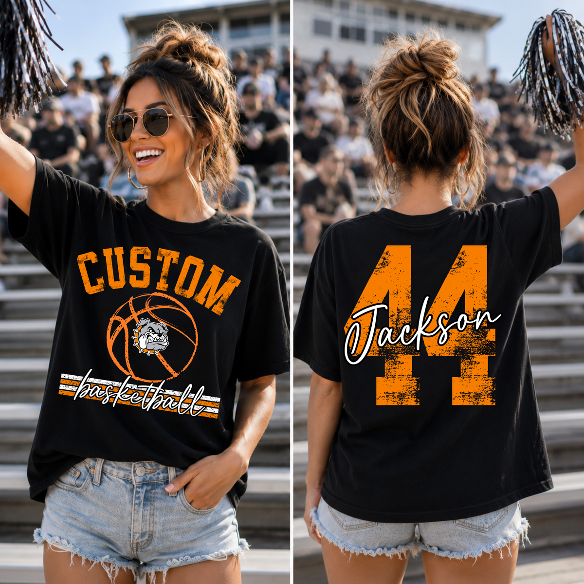 Custom Basketball Team Name & Number Top — Front & Back — design example 1