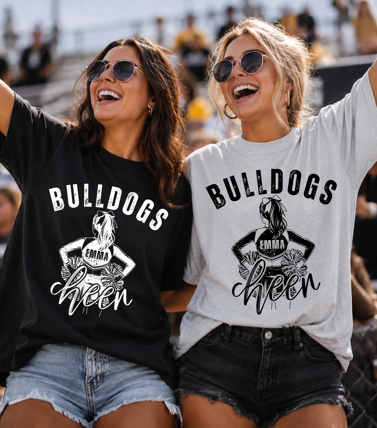 Custom Cheer Distressed Top — design example 1