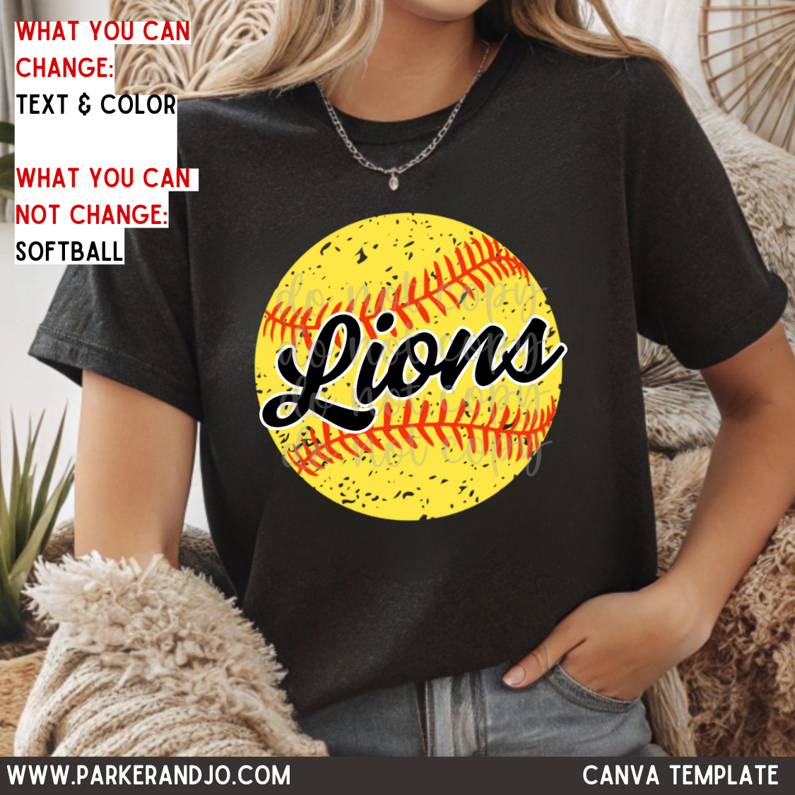 Custom Distressed Softball Team Name Top mockup showing the pictured apparel design.