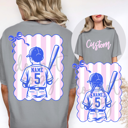 Custom Coquette Baseball or Softball Player Top — Front & Back — design example 1