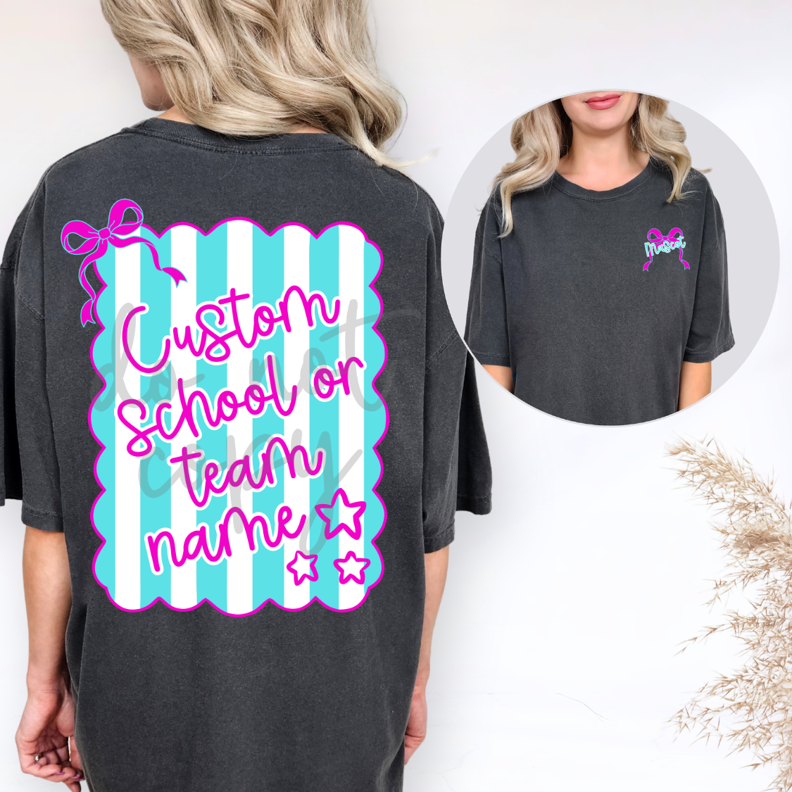 Custom Coquette Bow Stripes Stars Top — design example 1