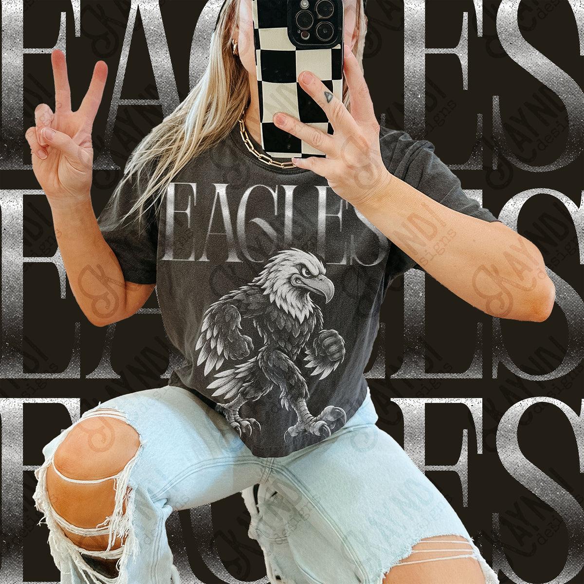 Halftone Eagles Top design mockup