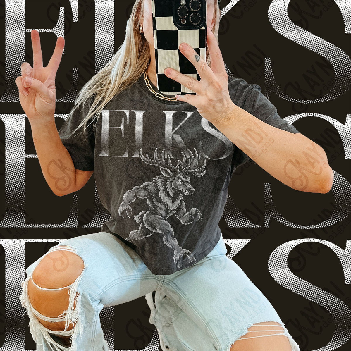 Halftone Elks Top design mockup