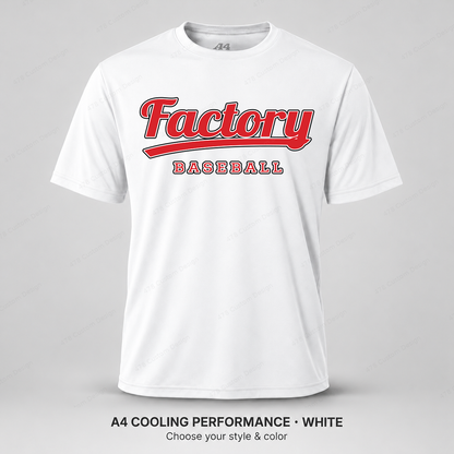 Factory Baseball Retro Script — A4 performance — White