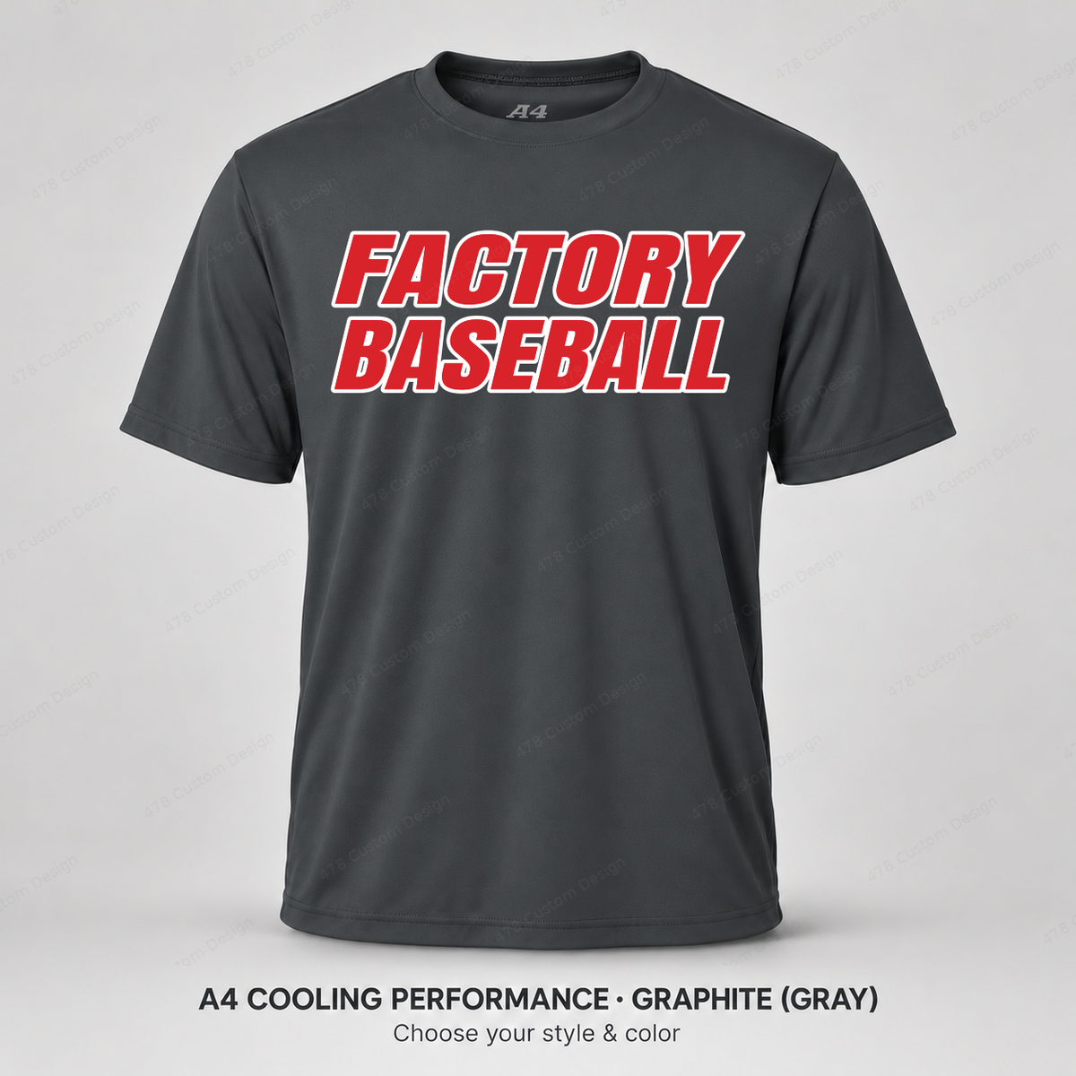 Factory Baseball Stacked — A4 performance — Graphite