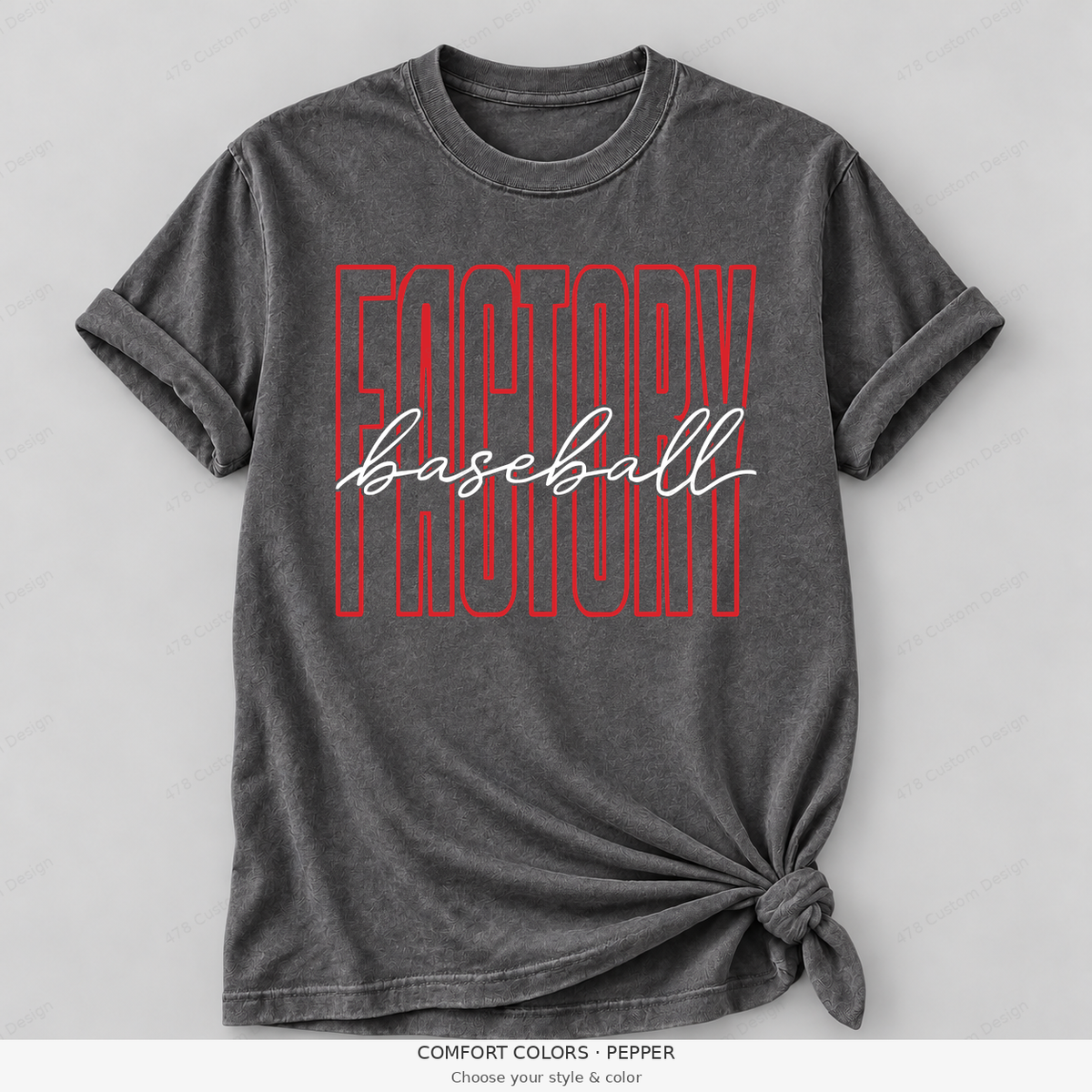 Factory baseball tall outline — Comfort Colors — Pepper