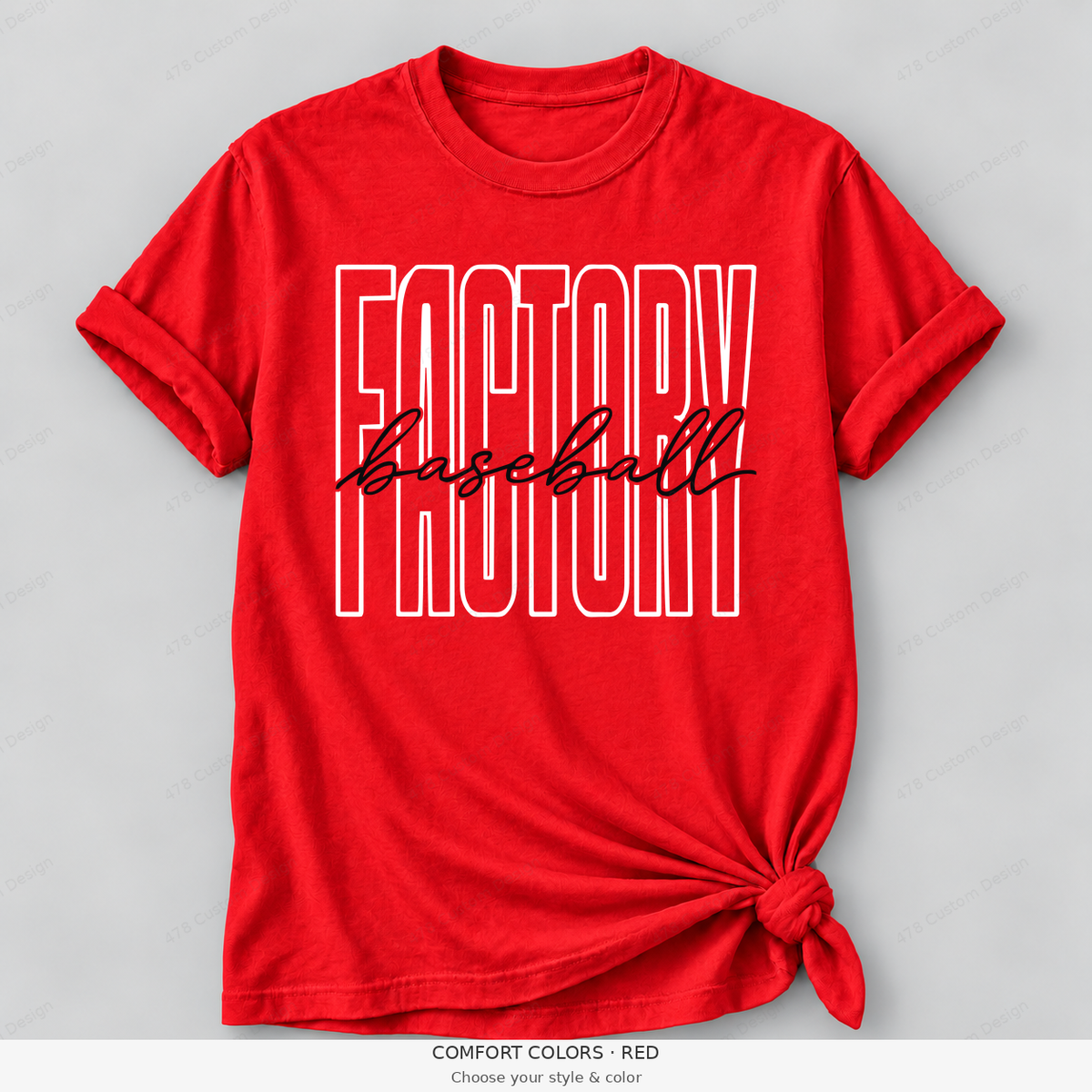 Factory baseball tall outline — Comfort Colors — Red