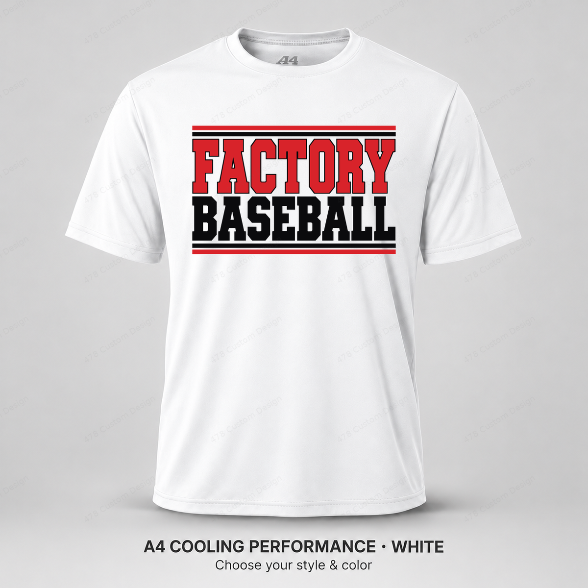 Factory Baseball — Varsity Stripes — A4 performance — White