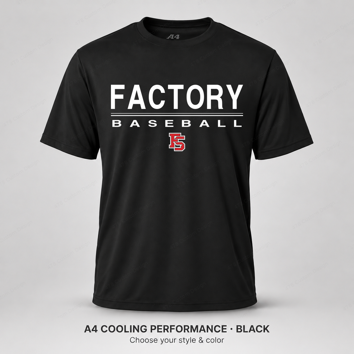 Factory Baseball 01 Double Stripe — A4 Black