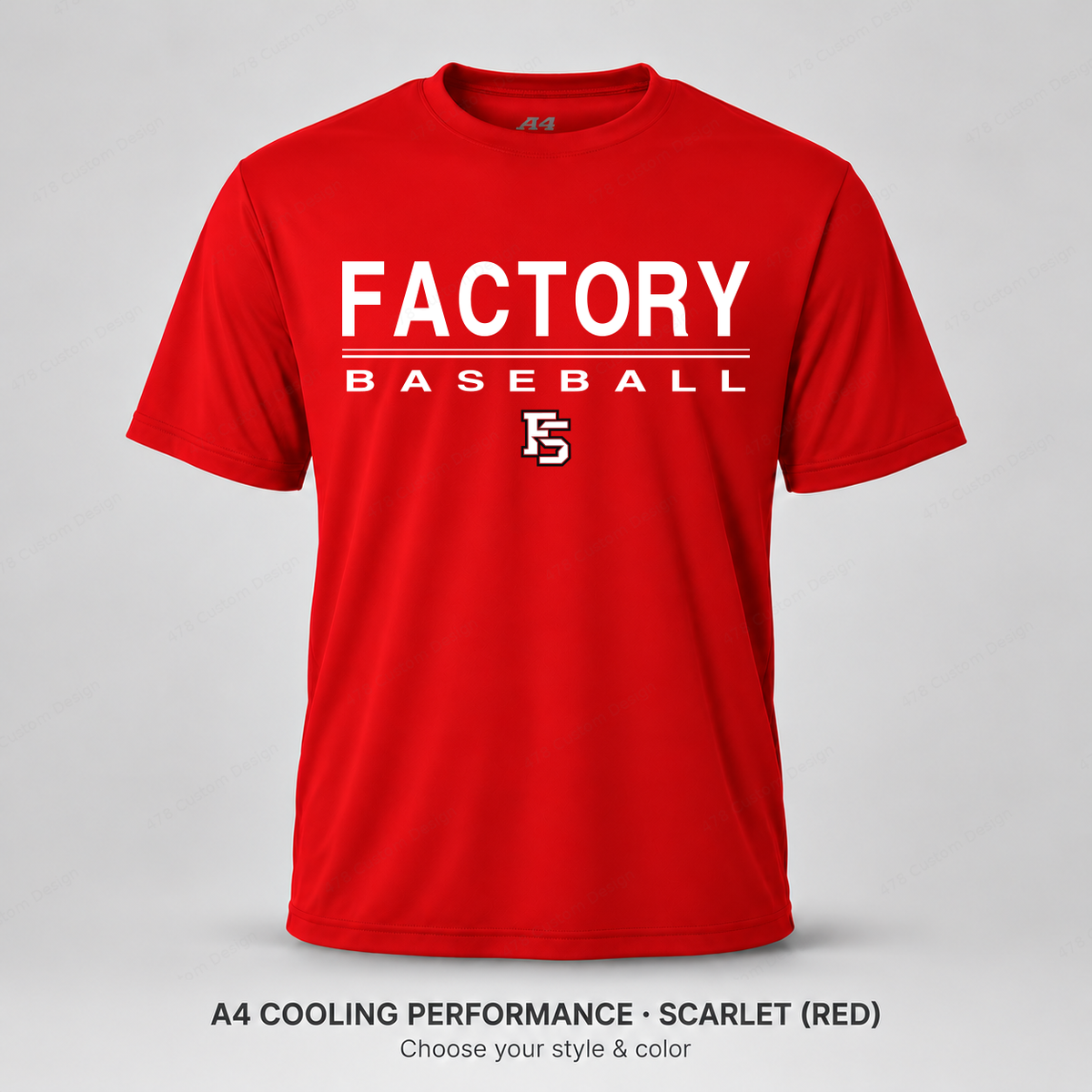 Factory Baseball 01 Double Stripe — A4 Scarlet