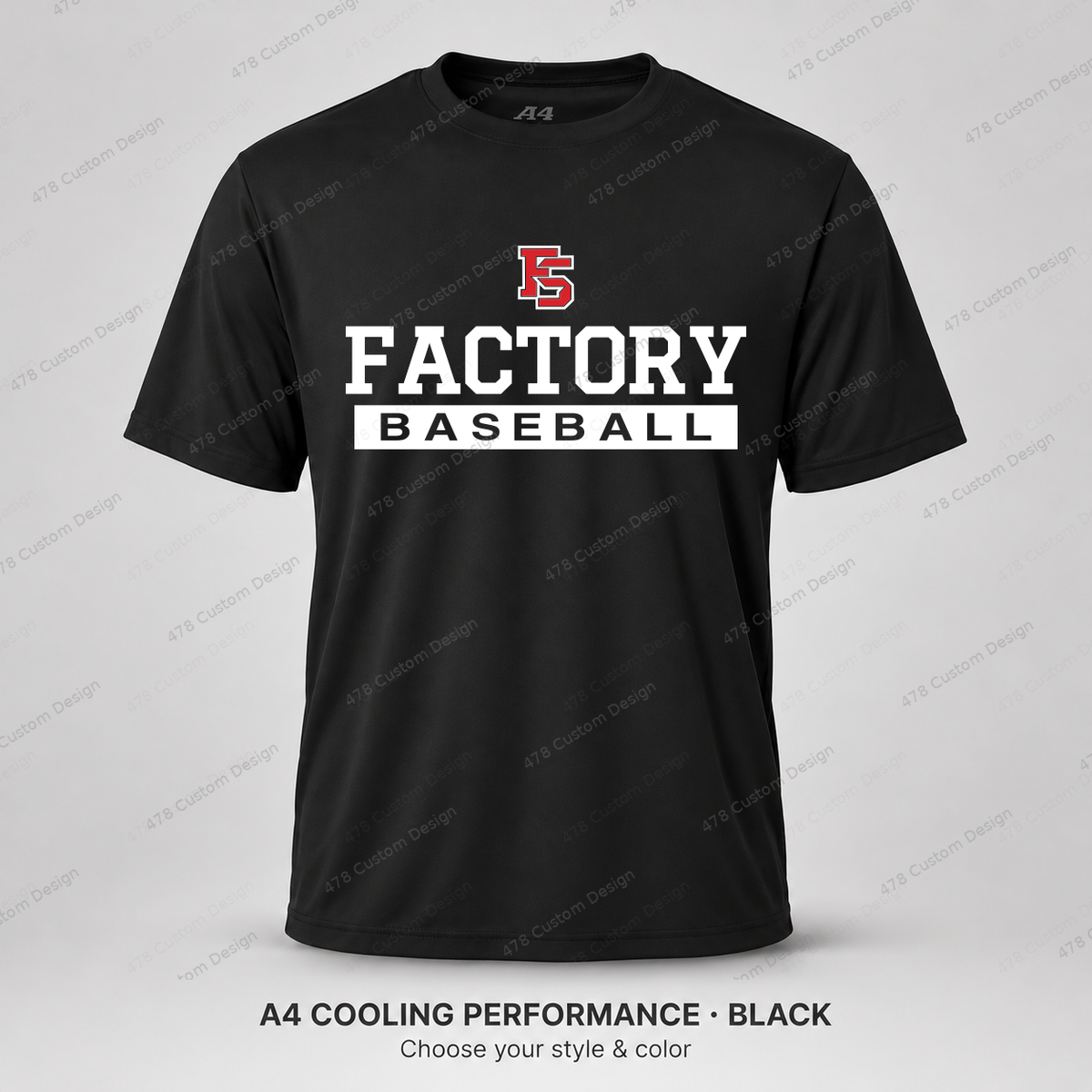 Factory Baseball 07 — Black — corrected artwork and visible 478 Custom Design watermark