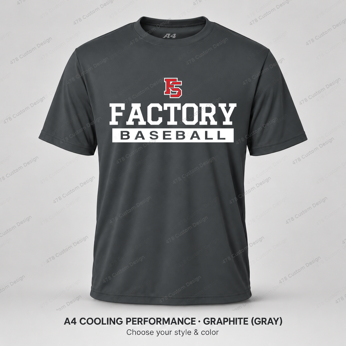 Factory Baseball 07 — Graphite — corrected artwork and visible 478 Custom Design watermark