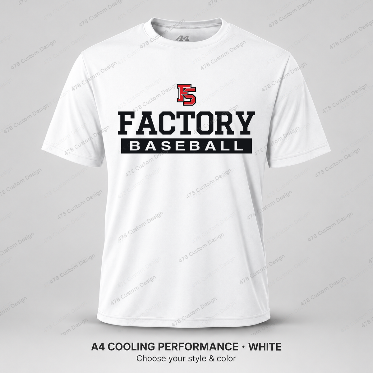 Factory Baseball 07 — White — corrected artwork and visible 478 Custom Design watermark