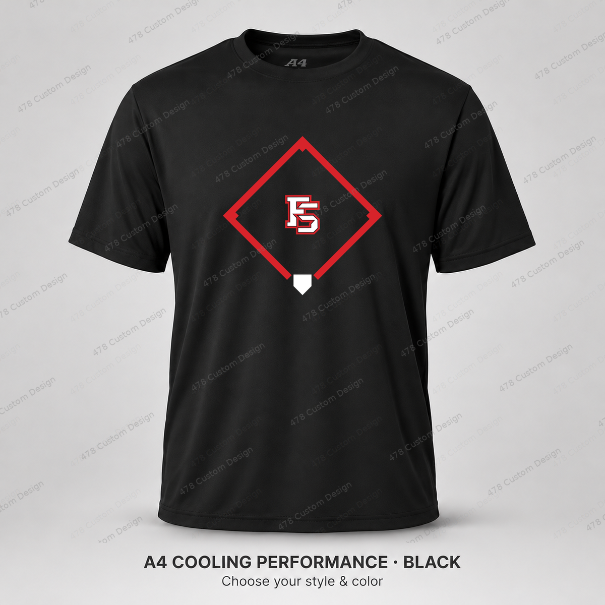 Factory Diamond — Black — approved outlined FS logo with red diamond