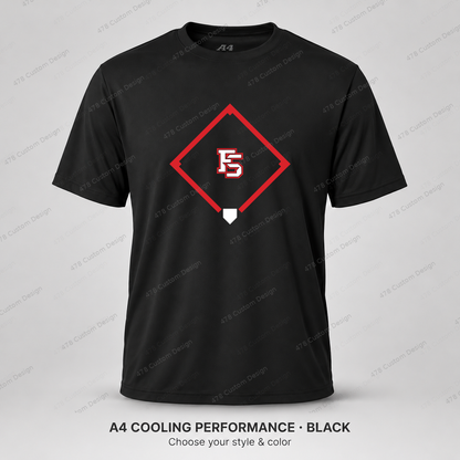 Factory Diamond — Black — approved outlined FS logo with red diamond