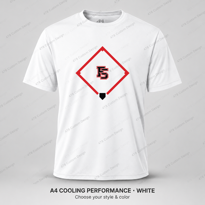 Factory Diamond — White — approved outlined FS logo with red diamond