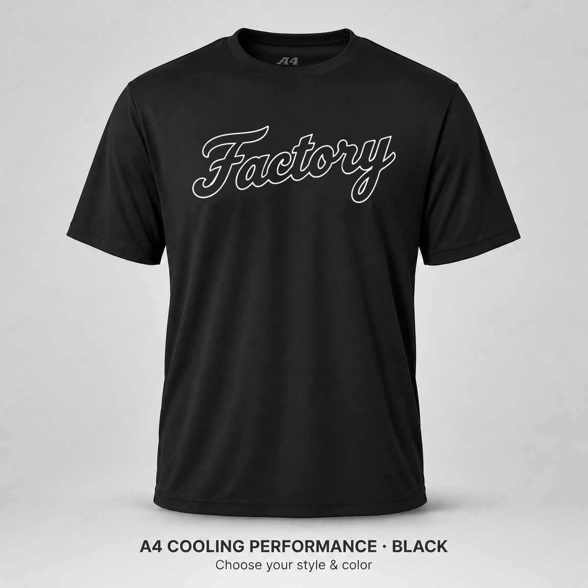Factory hollow outline script — A4 performance — Black