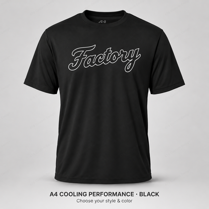 Factory hollow outline script — A4 performance — Black