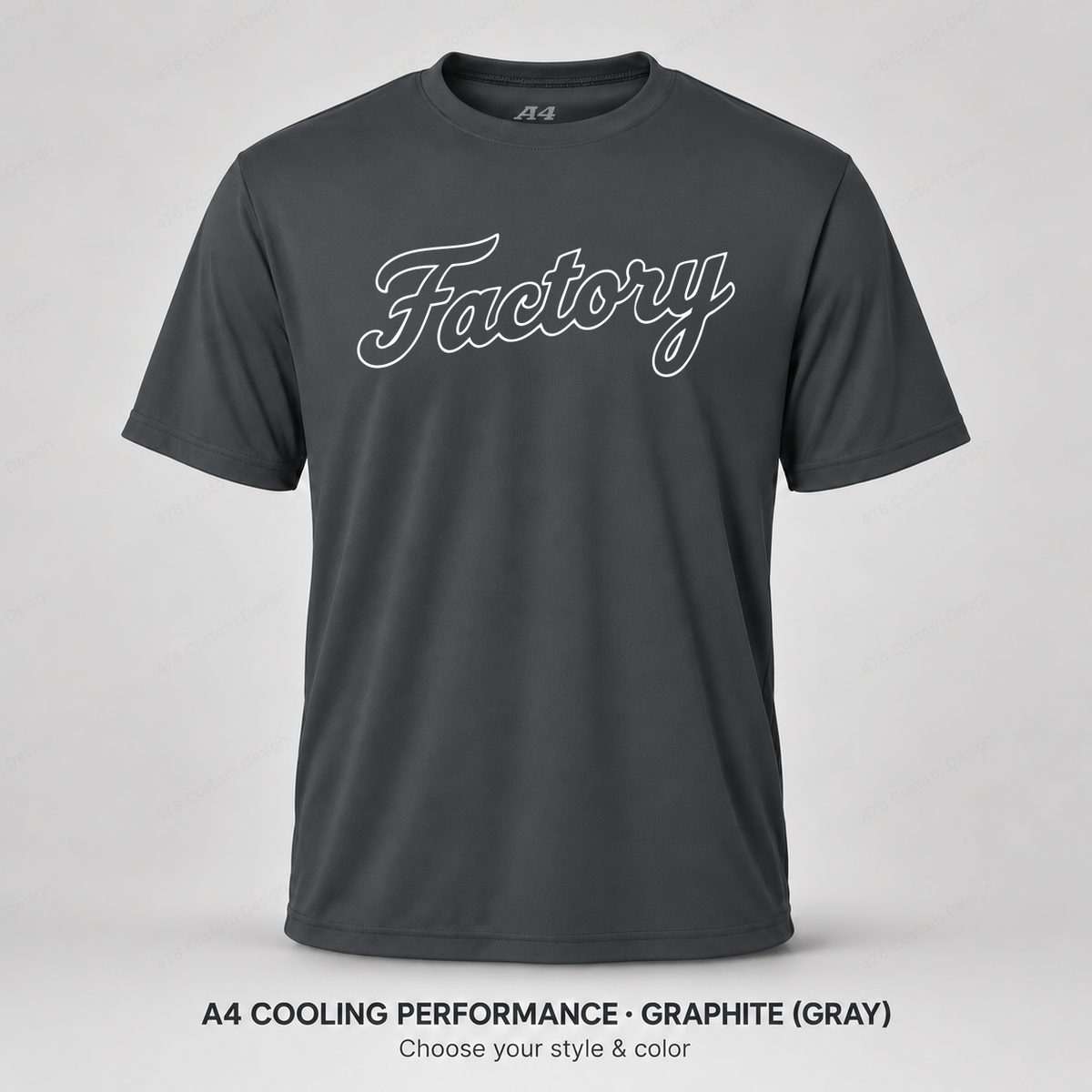 Factory hollow outline script — A4 performance — Graphite