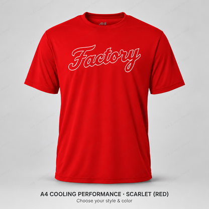 Factory hollow outline script — A4 performance — Scarlet